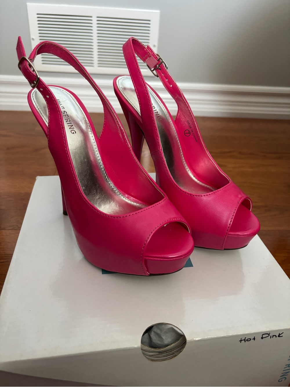 Call It Spring Hot Pink Peep-Toe Slingback Heels